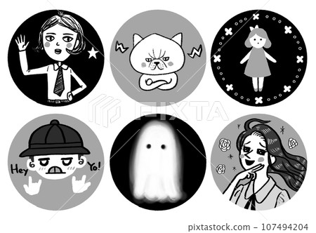 Pop icon illustration, monotone set Pop icon illustration, monotone set 107494204