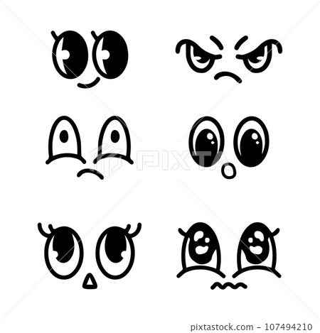 Set of cartoon eyes handdrawn for element, facial expression, face Set of cartoon eyes handdrawn for element, facial expression, face 107494210