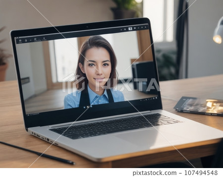 Business video call on laptop 107494548