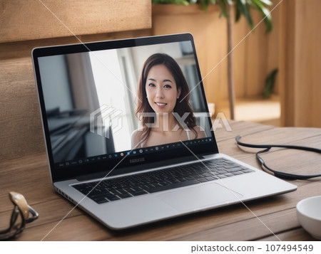Business video call on laptop 107494549