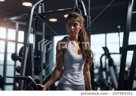 Young beautiful woman working out in the gym Young beautiful woman working out in the gym 107494561
