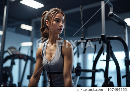 Young beautiful woman working out in the gym Young beautiful woman working out in the gym 107494563