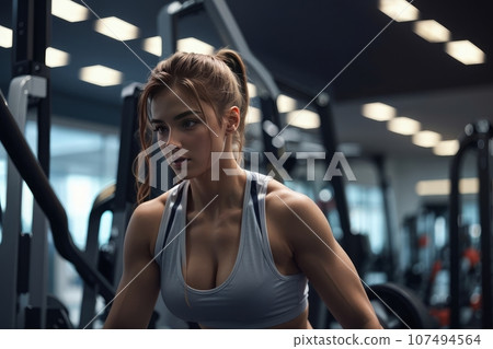 Young beautiful woman working out in the gym Young beautiful woman working out in the gym 107494564