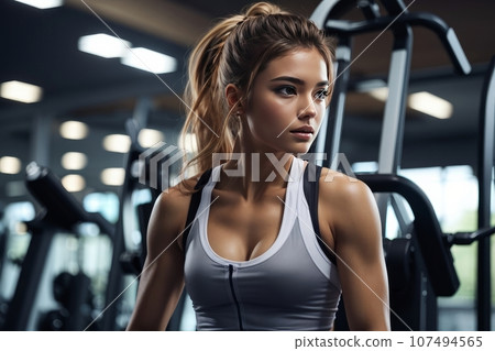 Young beautiful woman working out in the gym Young beautiful woman working out in the gym 107494565