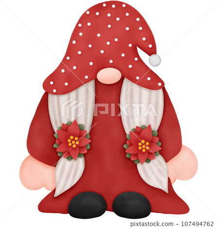 Watercolor Christmas Gnome. Watercolor Christmas Illustration. Cute Gnome. 107494762
