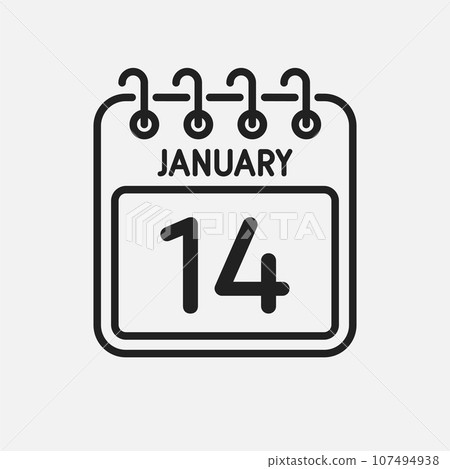 Icon page calendar day - 14 January Icon page calendar day - 14 January 107494938