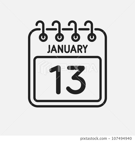 Icon page calendar day - 13 January 107494940