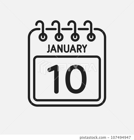 Icon page calendar day - 10 January 107494947