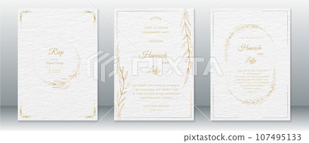 Golden design luxury wedding invitation card template  107495133