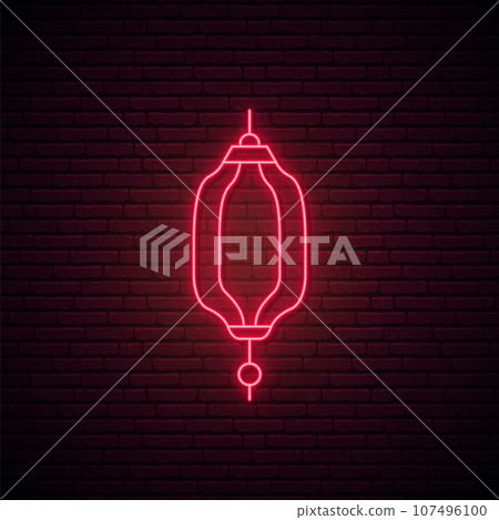Neon Chinese lantern sign.  107496100