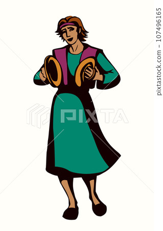 The ancient Jewish man are having fun. Vector drawing The ancient Jewish man are having fun. Vector drawing 107496165