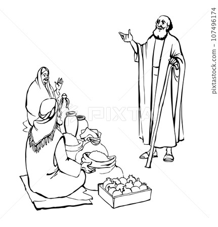 Ancient Jewish market. Vector drawing Ancient Jewish market. Vector drawing 107496174