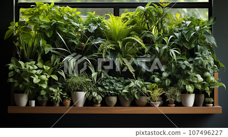 Vertical garden, wall garden decoration for indoor design. Generative AI. 107496227