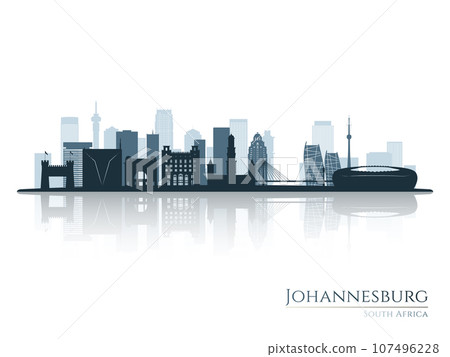 Johannesburg skyline silhouette with reflection.  107496228