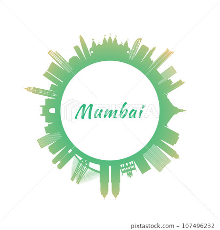 Mumbai skyline with colorful buildings. Mumbai skyline with colorful buildings. 107496232