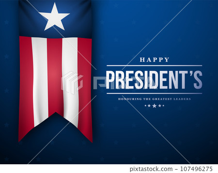 Happy Presidents' Day on blue background. 107496275