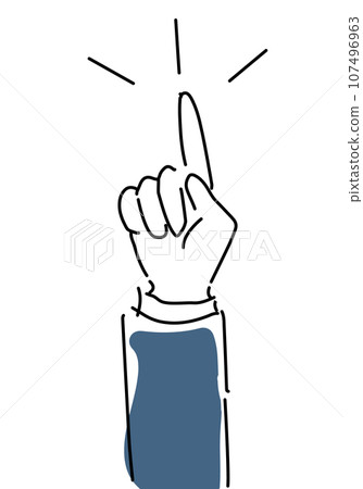 Simple line drawing of point with index finger 107496963