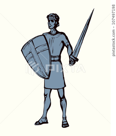 Warrior with sword. Vector drawing 107497198