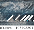 Top down view of truck parking lot at distribution center  107498204