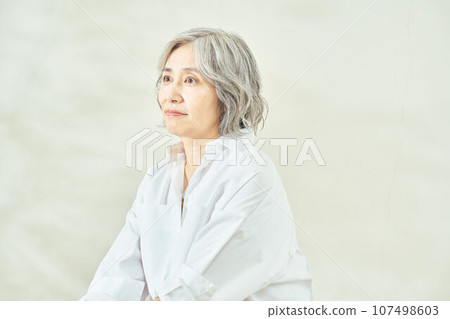 Cute senior woman smiling 107498603