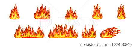 Red and Orange Fire Flame and Hot Blazing Element Vector Set 107498842