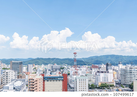 Fukushima City, Fukushima Prefecture: Cityscape of Fukushima City seen from around JR Fukushima Station (eastward) 107499617