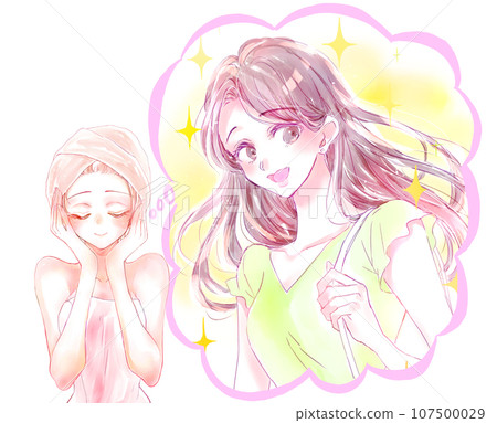 A woman wrapped in a bath towel. I admire beautiful women. 107500029