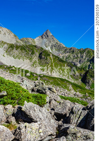 Climb Mt. Yarigatake, Japan's 100 Famous Mountains in Nagano Prefecture. Mt. Yarigatake seen from Tengu no Col 107500359