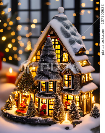 Detailed cinematic HDR K cozy Christmas ceramic 107500628