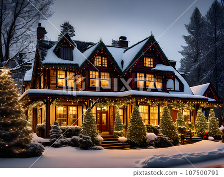 Cozy cinematic HDR house detailed K Christmas. Cozy cinematic HDR house detailed K Christmas. 107500791