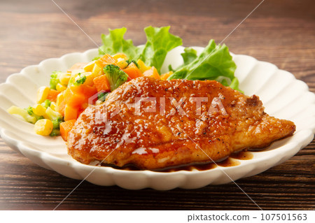 Pork sauté with butter and soy sauce Pork sauté with butter and soy sauce 107501563