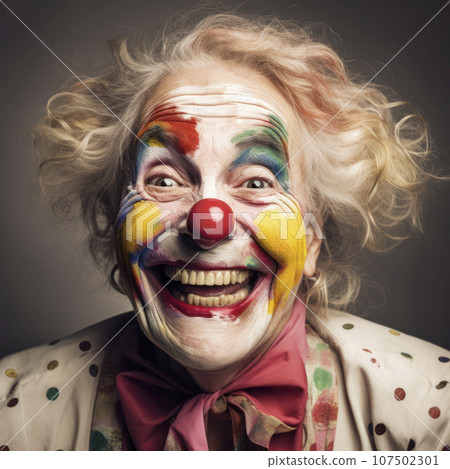 lifestyle photo humor an elderly old clown woman 107502301