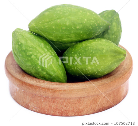 Fresh green medicinal haritaki fruits 107502718