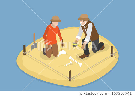 3D Isometric Flat Vector Conceptual Illustration of Archaeologist 3D Isometric Flat Vector Conceptual Illustration of Archaeologist 107503741
