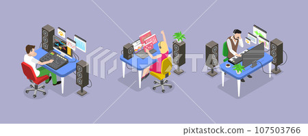 3D Isometric Flat Vector Conceptual Illustration of Sound Designer 107503766
