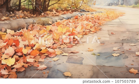 腳下的落葉水彩畫_6 生成人工智慧 107503789