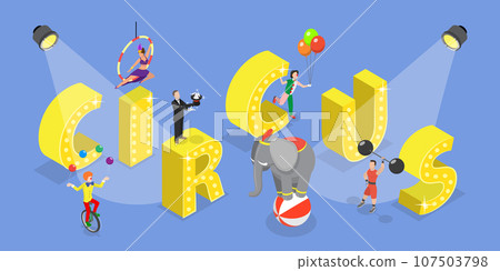 3D Isometric Flat Vector Set of Circus 3D Isometric Flat Vector Set of Circus 107503798