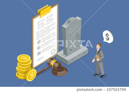 3D Isometric Flat Vector Conceptual Illustration of Inheritance And Testament 107503799