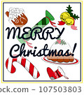 Christmas card set elements on white with type 107503803