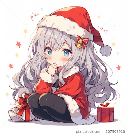 Girl cosplaying as Santa Claus Girl cosplaying as Santa Claus 107503920