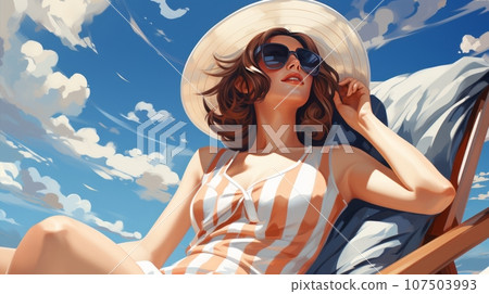 Beautiful woman enjoying beach Beautiful woman enjoying beach 107503993