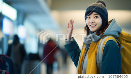 寒假出國旅遊的女大學生 107504605