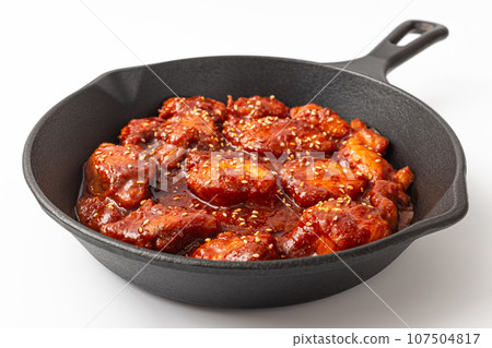 Monkfish bulgogi on a white background Monkfish bulgogi on a white background 107504817