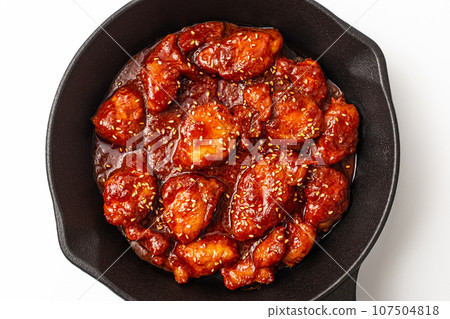 Monkfish bulgogi on a white background Monkfish bulgogi on a white background 107504818