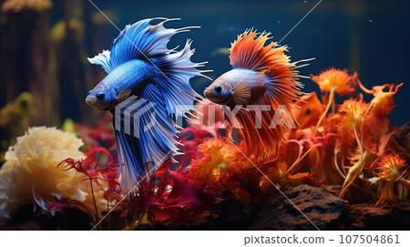 Aquarium Siamese fighting fish Aquarium Siamese fighting fish 107504861