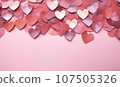 Delicate pink paper hearts create a romantic. 107505326