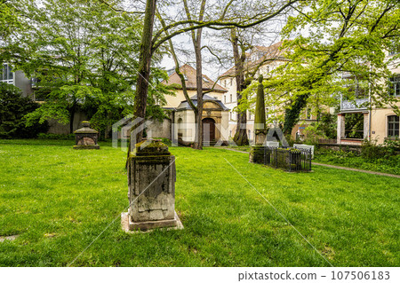 Graveyard of St. James Church, Jakobskirche in Weimar, Germany. The first church was built in 1168. Graveyard of St. James Church, Jakobskirche in Weimar, Germany. The first church was built in 1168. 107506183