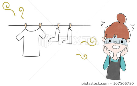 一位家庭主婦洗的衣服半乾的插圖 一位家庭主婦洗的衣服半乾的插圖 107506780