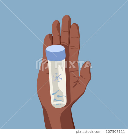 Vector isolated illustration of sperm donation. Sperm freezing. Artificial insemination. Vector isolated illustration of sperm donation. Sperm freezing. Artificial insemination. 107507111