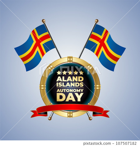 Small National flag of Aland Islands on Circle With garadasi color background 107507182